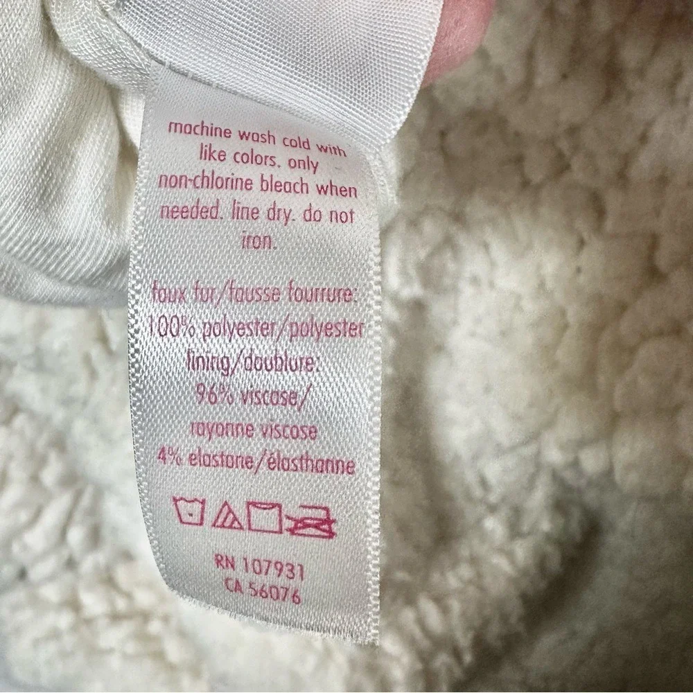 Justice Girls Sherpa Moto Jacket Size 18/20 Cream Teddy Bear Fleece‎ Zip Cozy